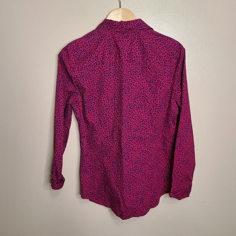 NWT J. Crew Button Up Stretch Cotton Poplin Shirt Signature Fit Leopard Print